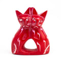 Handcrafted 4-inch Soapstone Love Cats Sculpture in Brick - Smolart