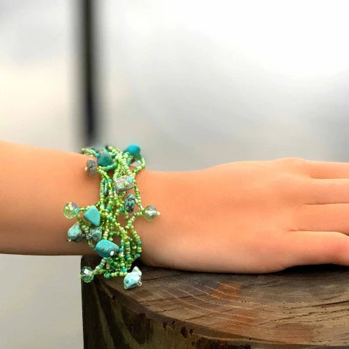 Chunky Stone Bracelet - Greens - Lucias Imports (J)