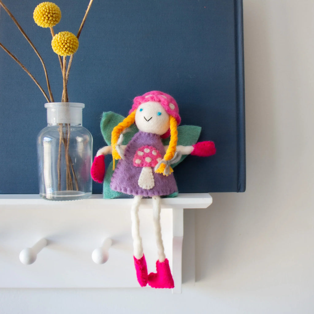 Mushroom Bonnet Tooth Fairy Pillow Blonde Pink