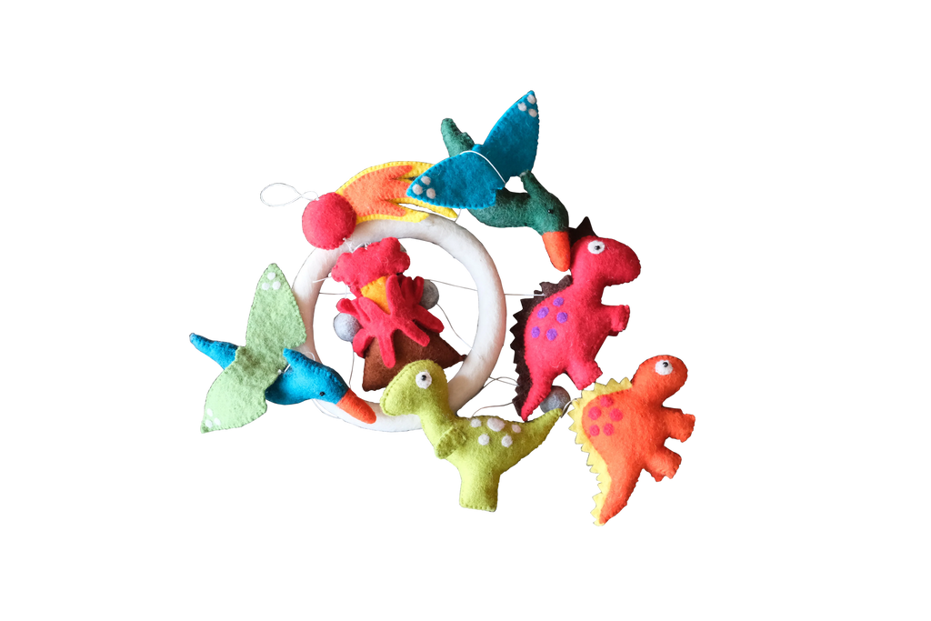 Dinosaur Volvano Nursery Felt Mobile