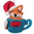Santa Fox Coffee Cup Felt Christmas Ornament
