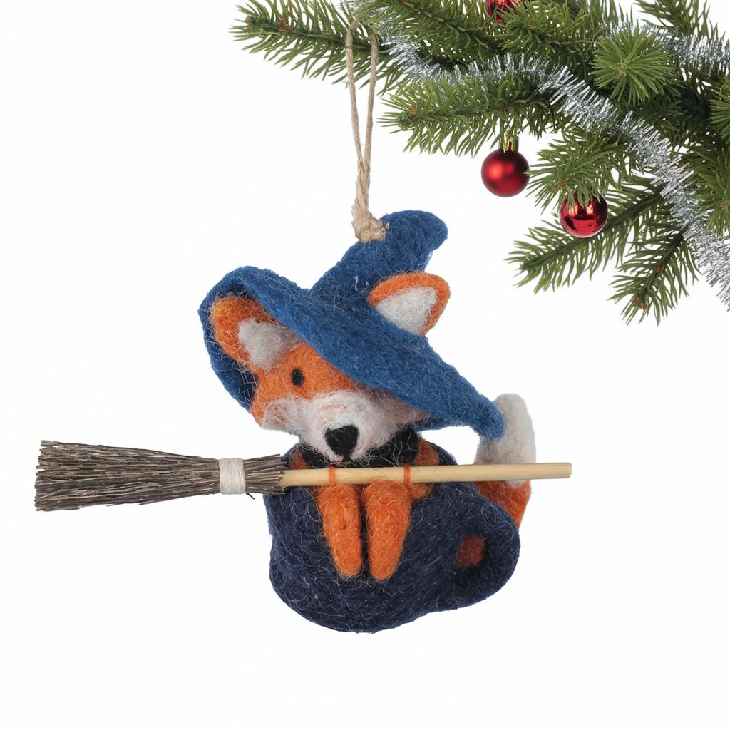 Witch Fox Coffee Cup Felt Christmas Ornament