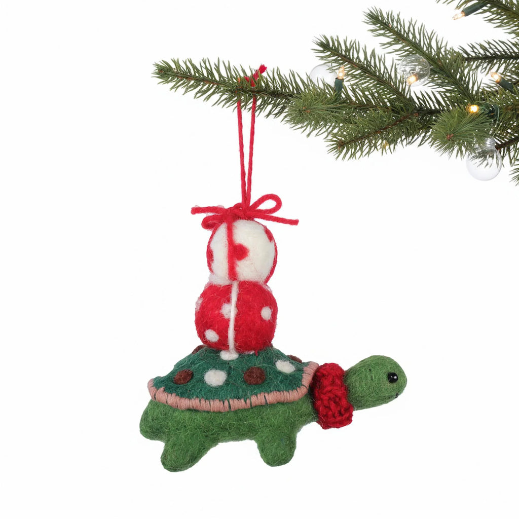 Pressie Tortoise Felt Christmas Ornament