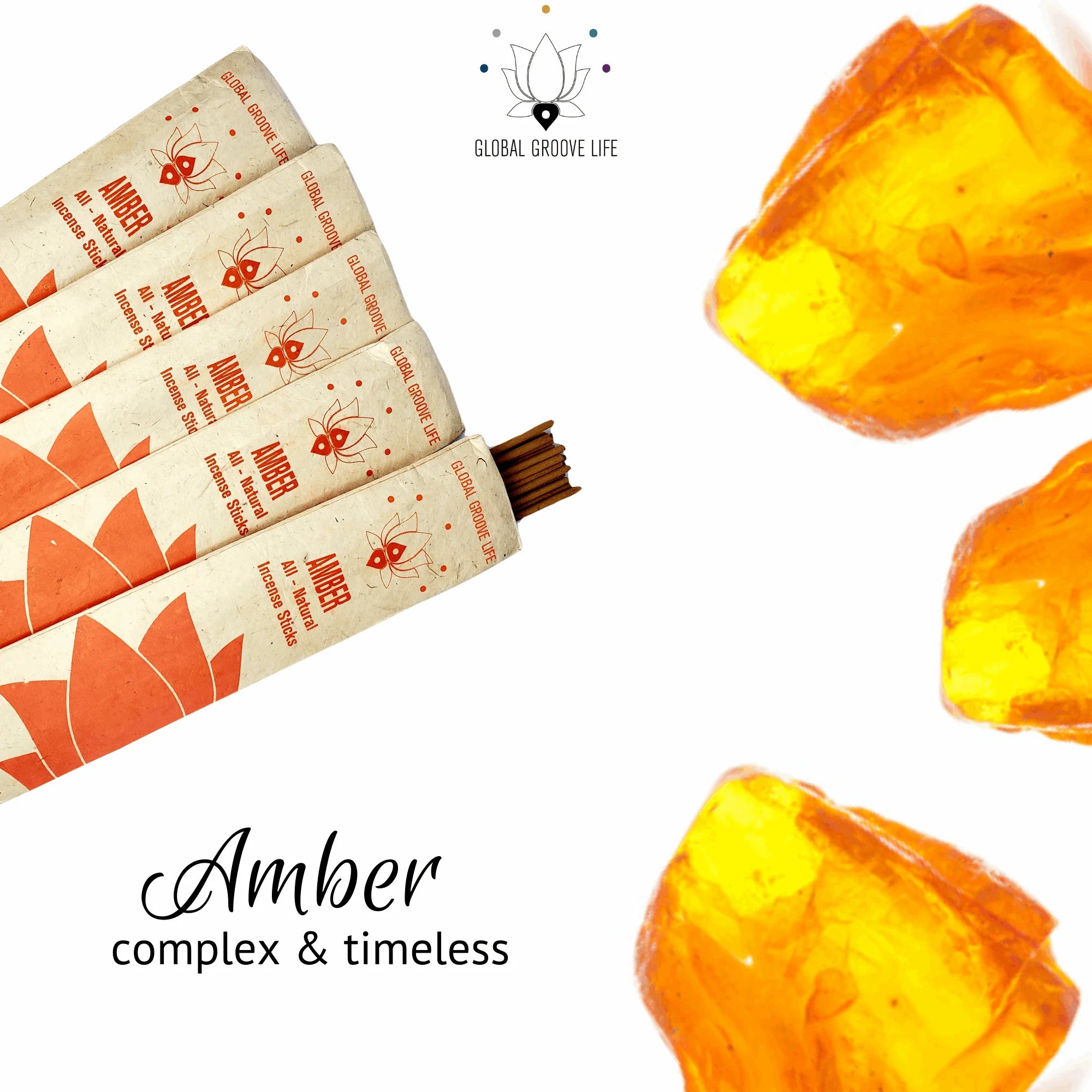 Amber Incense Natural Aromatic Incense Sticks – 150 Count (10 Packs of 15)