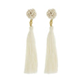 The Rosette Tassel Earring, Cream - Aid Through Trade