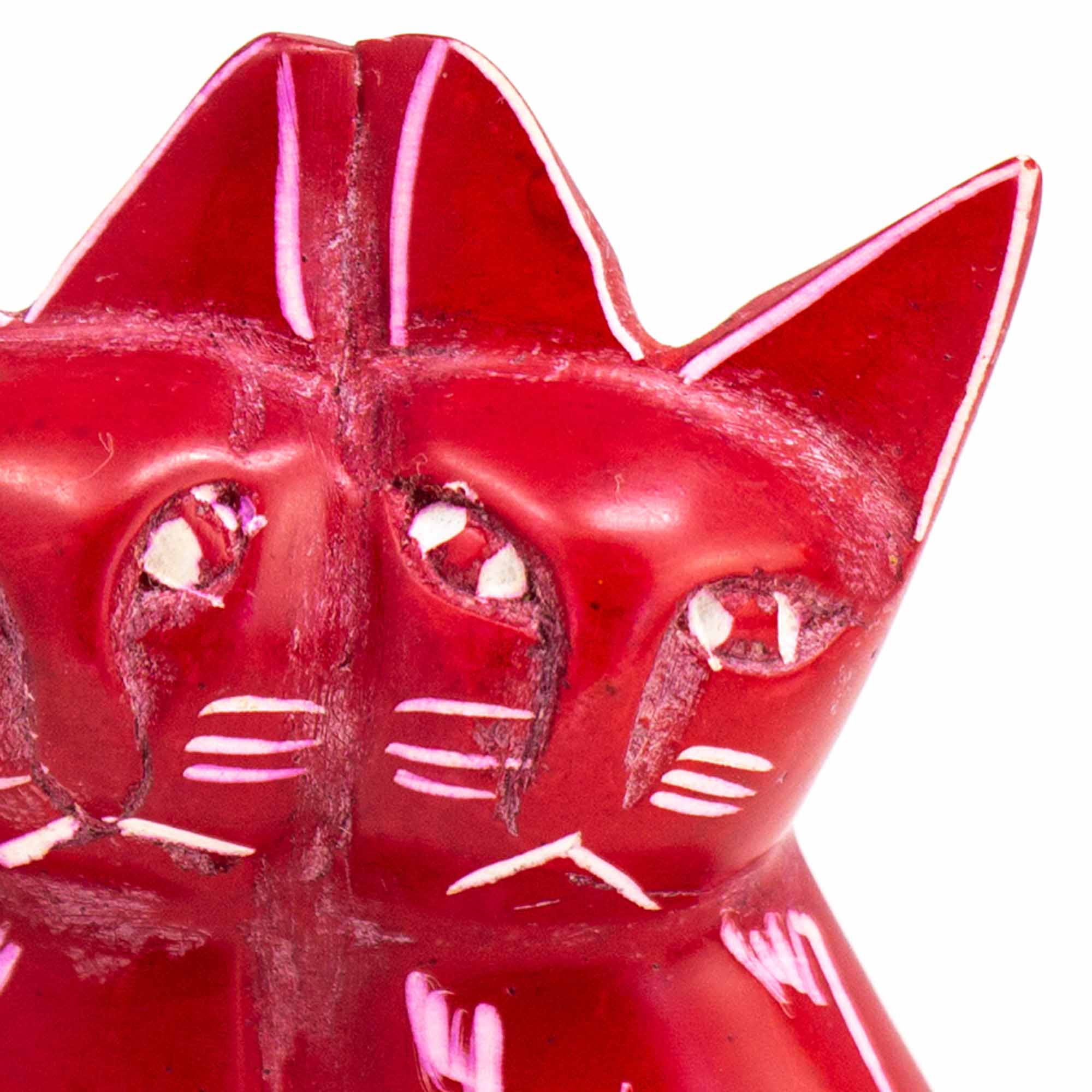 Handcrafted 4-inch Soapstone Love Cats Sculpture in Brick - Smolart