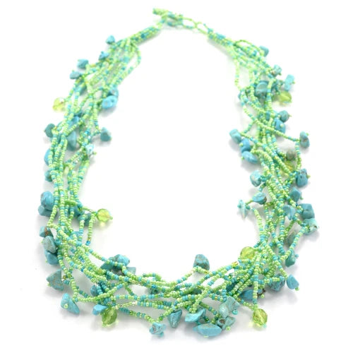 Chunky Stone Necklace - Seafoam Greens - Lucias Imports (J)