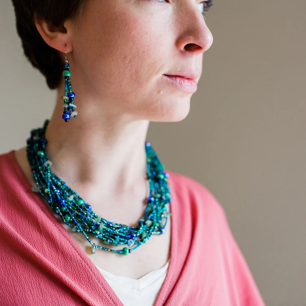 Beach Ball Earrings - Green Blue - Lucias Imports (J)