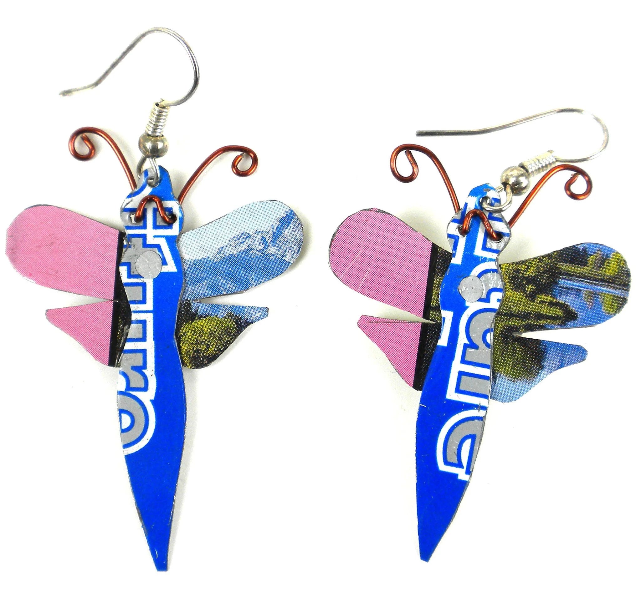 Set of 10 Dragonfly Tin Can Earrings