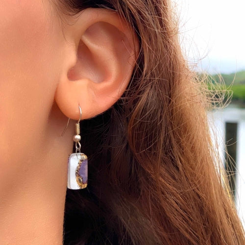 Coffee Bean Design Small Glass Earrings - Tili Glass