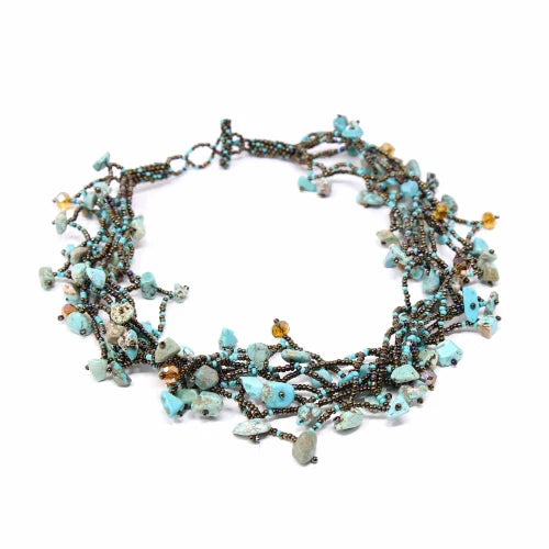 Chunky Stone Necklace - Turquoise - Lucias Imports (J)