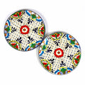 Dinner Plates 11.8in - Dots and Flowers, Set of Two - Encantada