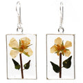 Pressed Yellow Flower Rectangle Dangle Earrings