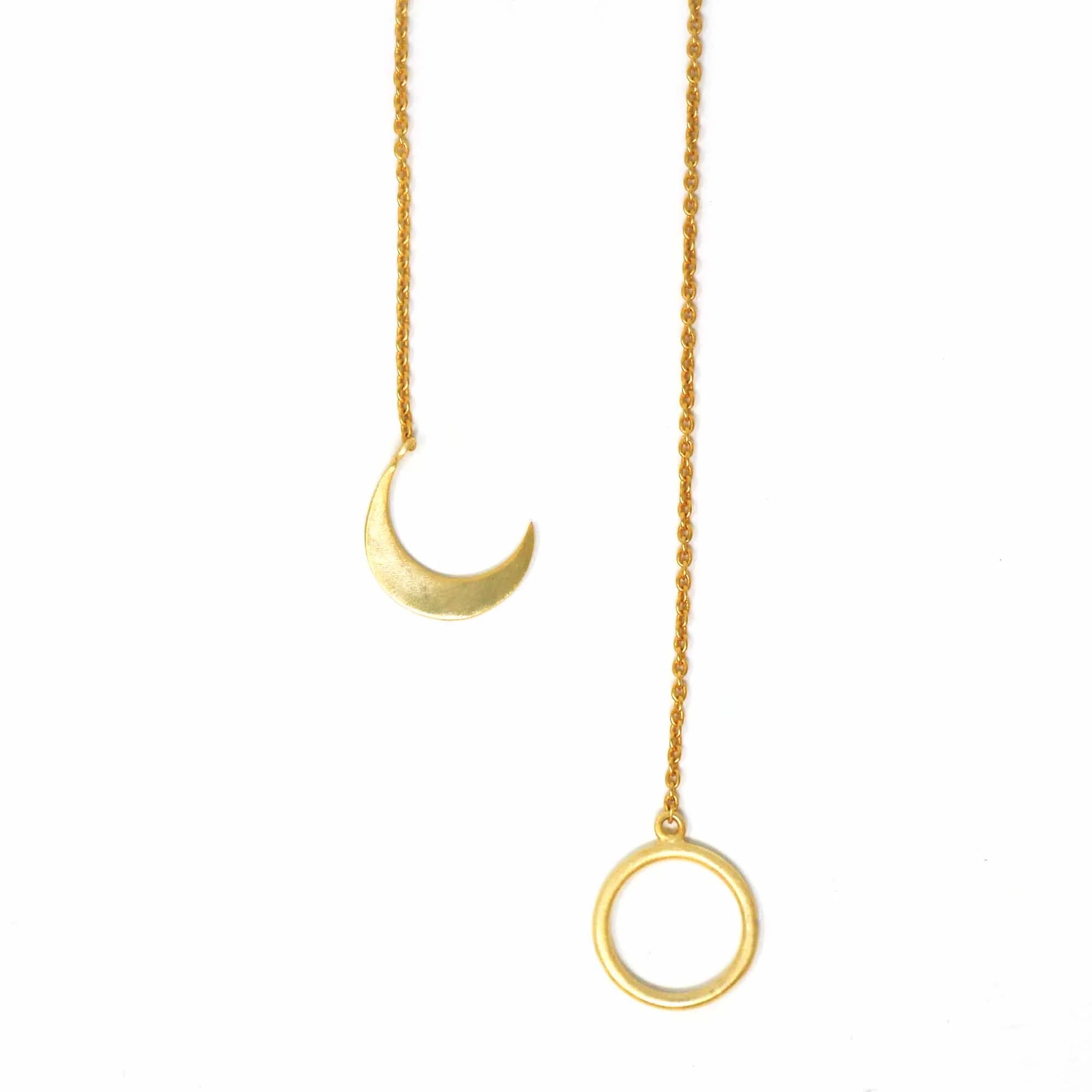 Crescent Moon Goldtone Pendant Necklace