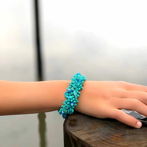 Magnetic Stone Caterpillar Bracelet Turquoise - Lucias Imports (J)
