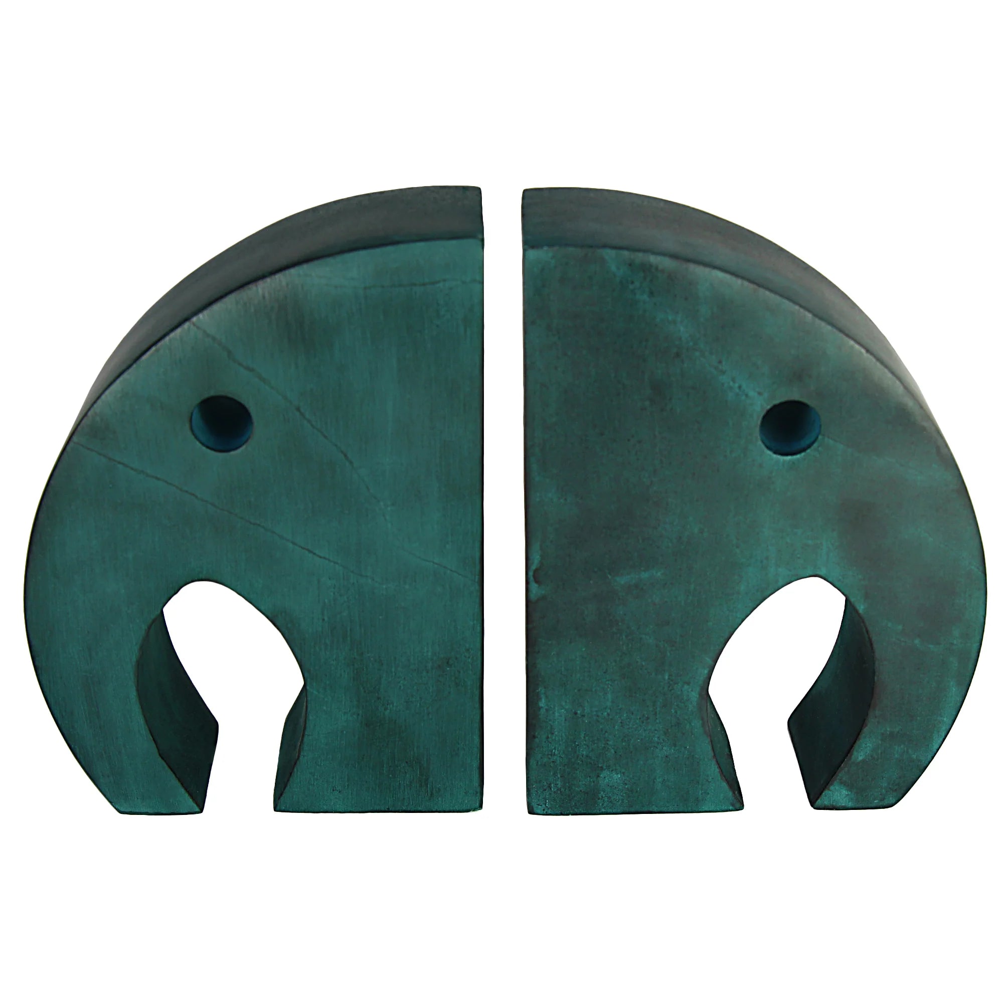 Teal Elephant Book Ends, Carved Gorara Soapstone