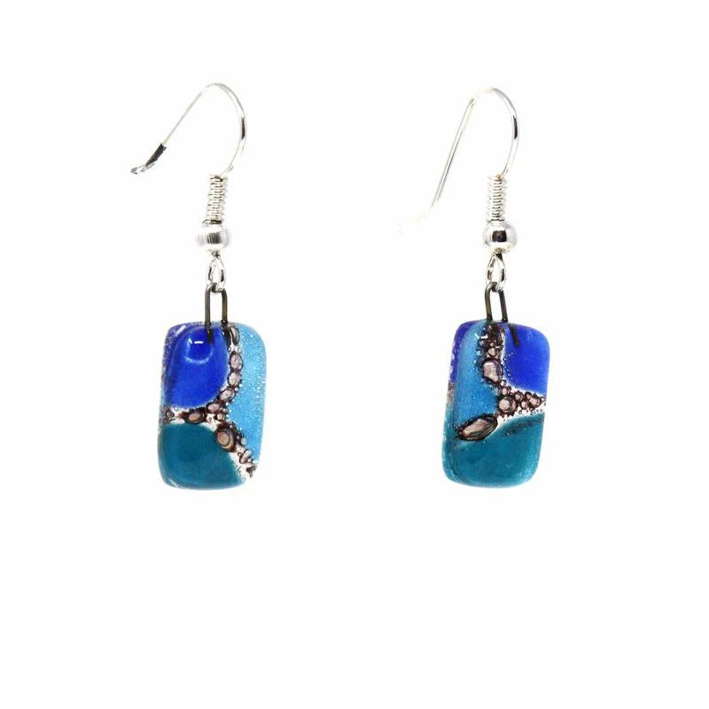 Blue Earthtones Small Glass Earrings - Tili Glass