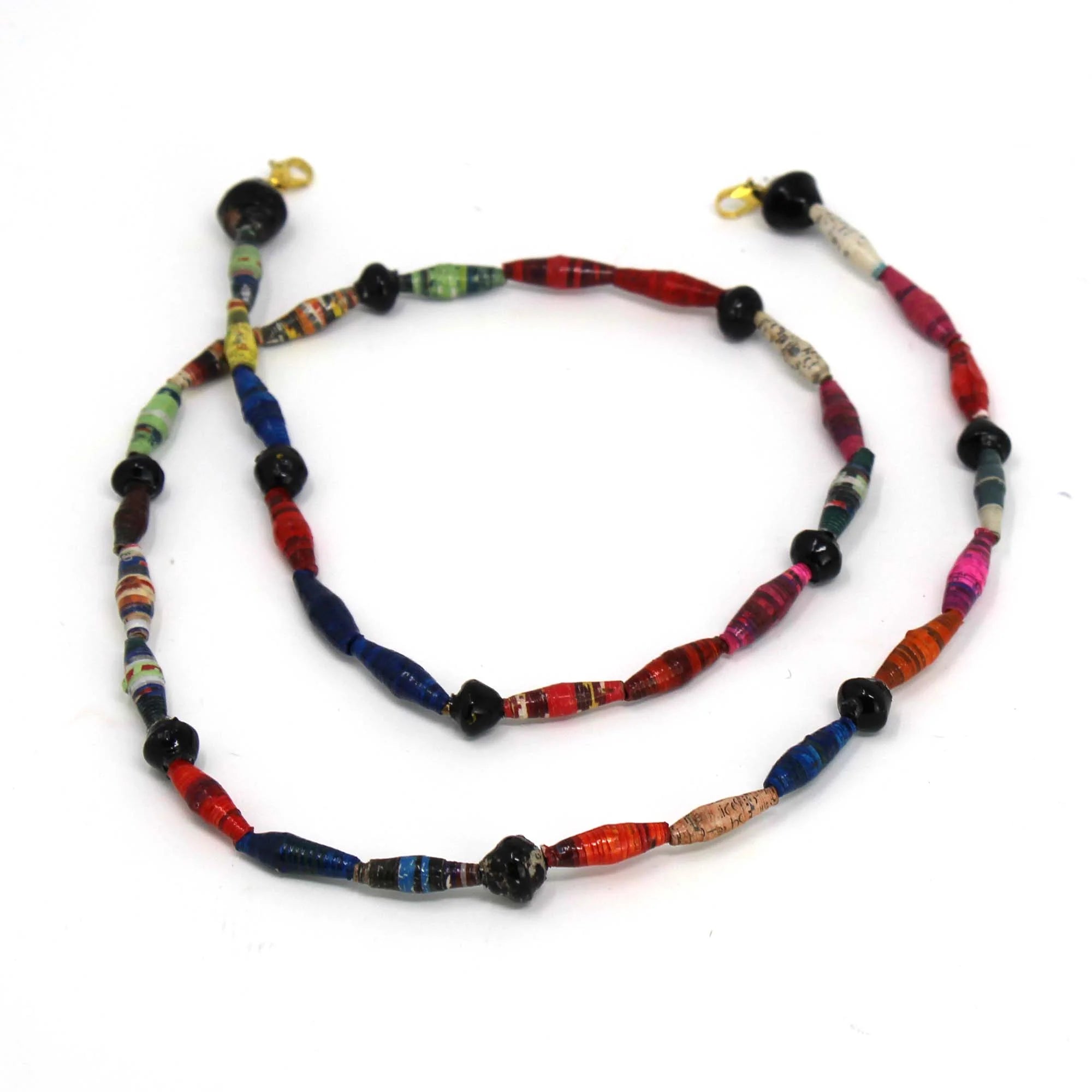 Face Mask/Eyeglass Paper Bead Chain, Small Black Beads