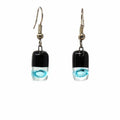 Black Tie Design Small Glass Earrings - Tili Glass