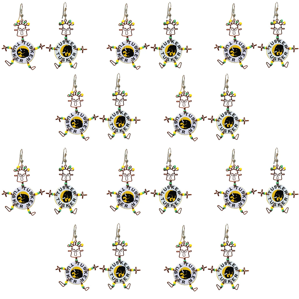 Set of 10 Dancing Tusker Dangle Earrings
