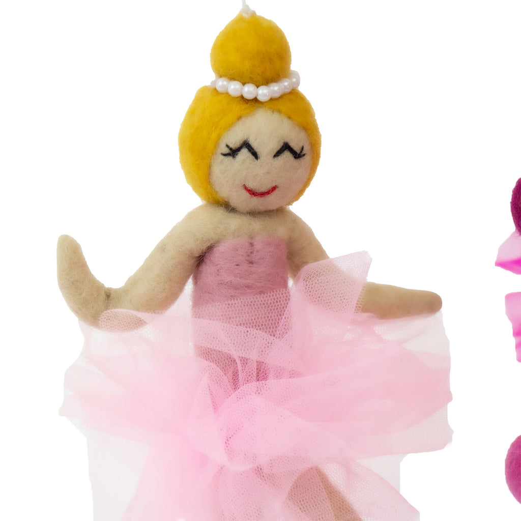 Pink Ballerina Felt Nursery Mobile