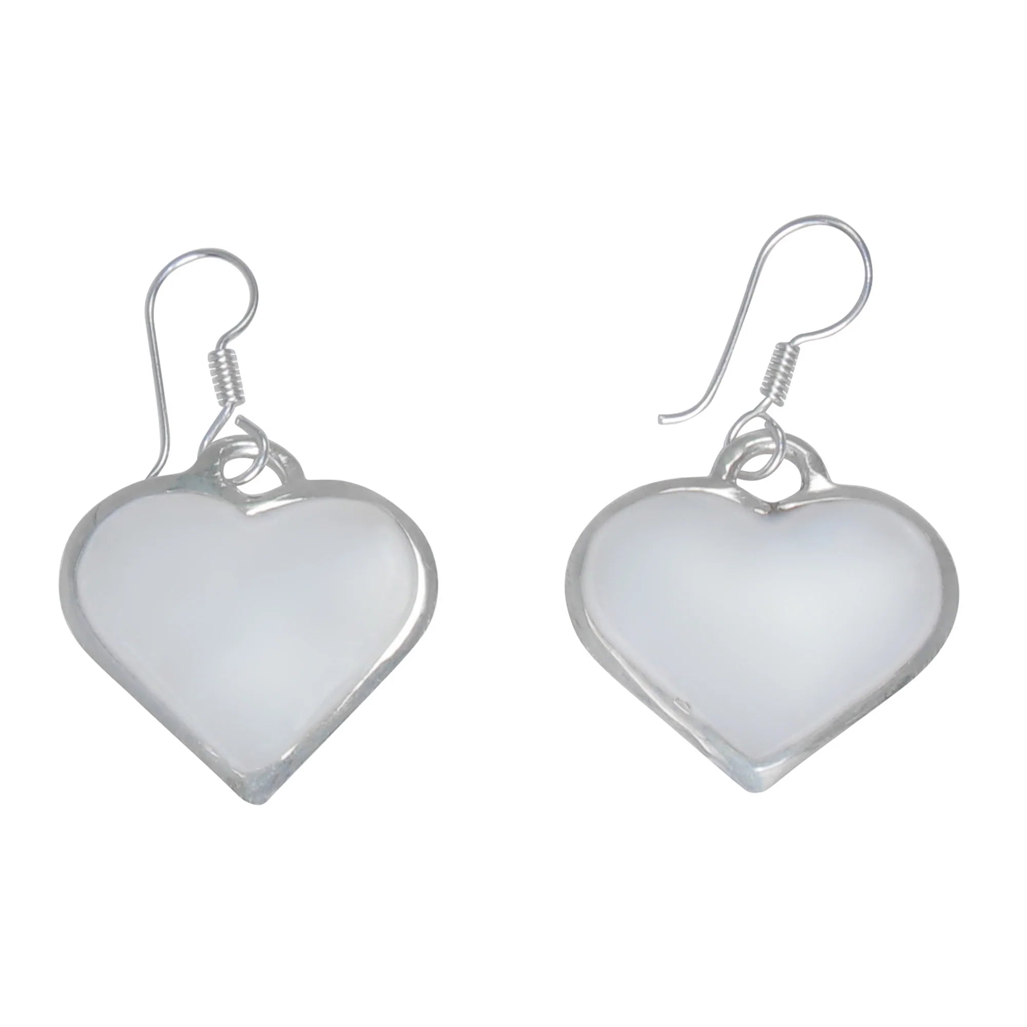 Mother of Pearl Heart Dangle Earrings