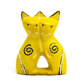 Handcrafted 4-inch Soapstone Love Cats Sculpture in Yellow - Smolart