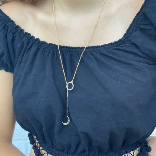 Crescent Moon Goldtone Pendant Necklace