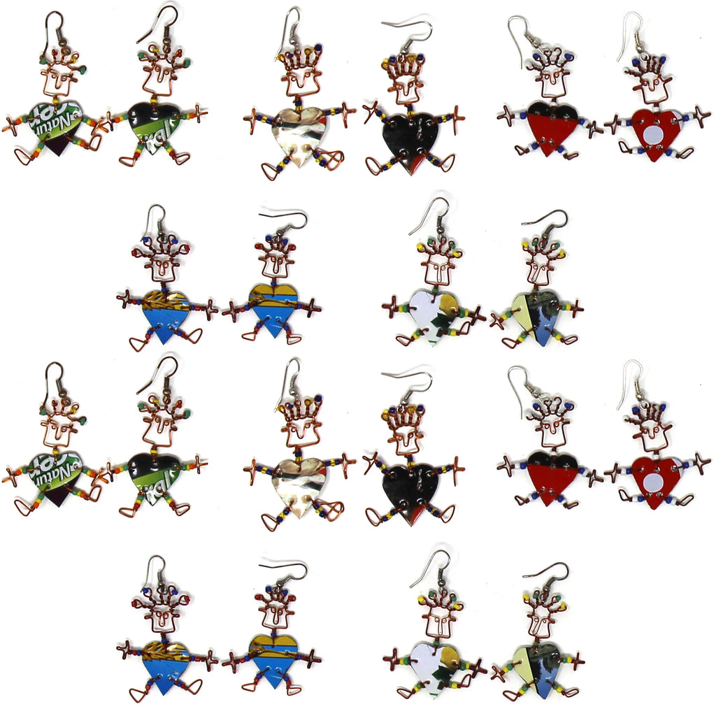 Set of 10 Dancing Heart Earrings in Various Colors - Creative Alternatives