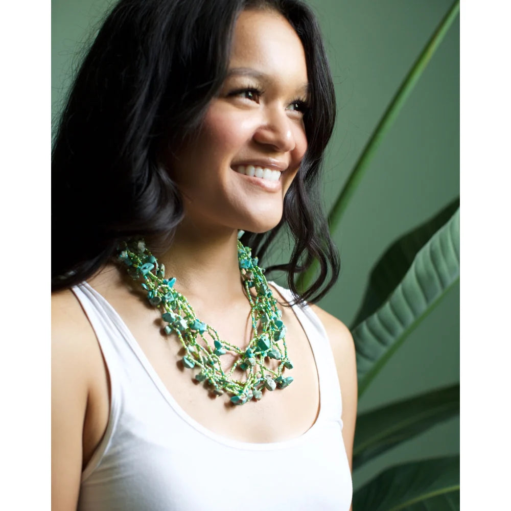 Chunky Stone Necklace - Seafoam Greens - Lucias Imports (J)