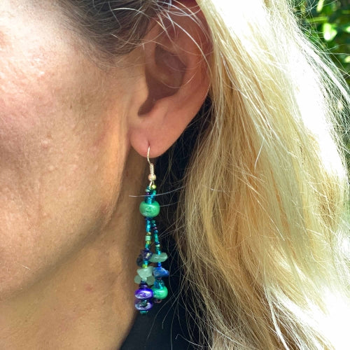 Beach Ball Earrings - Green Blue - Lucias Imports (J)
