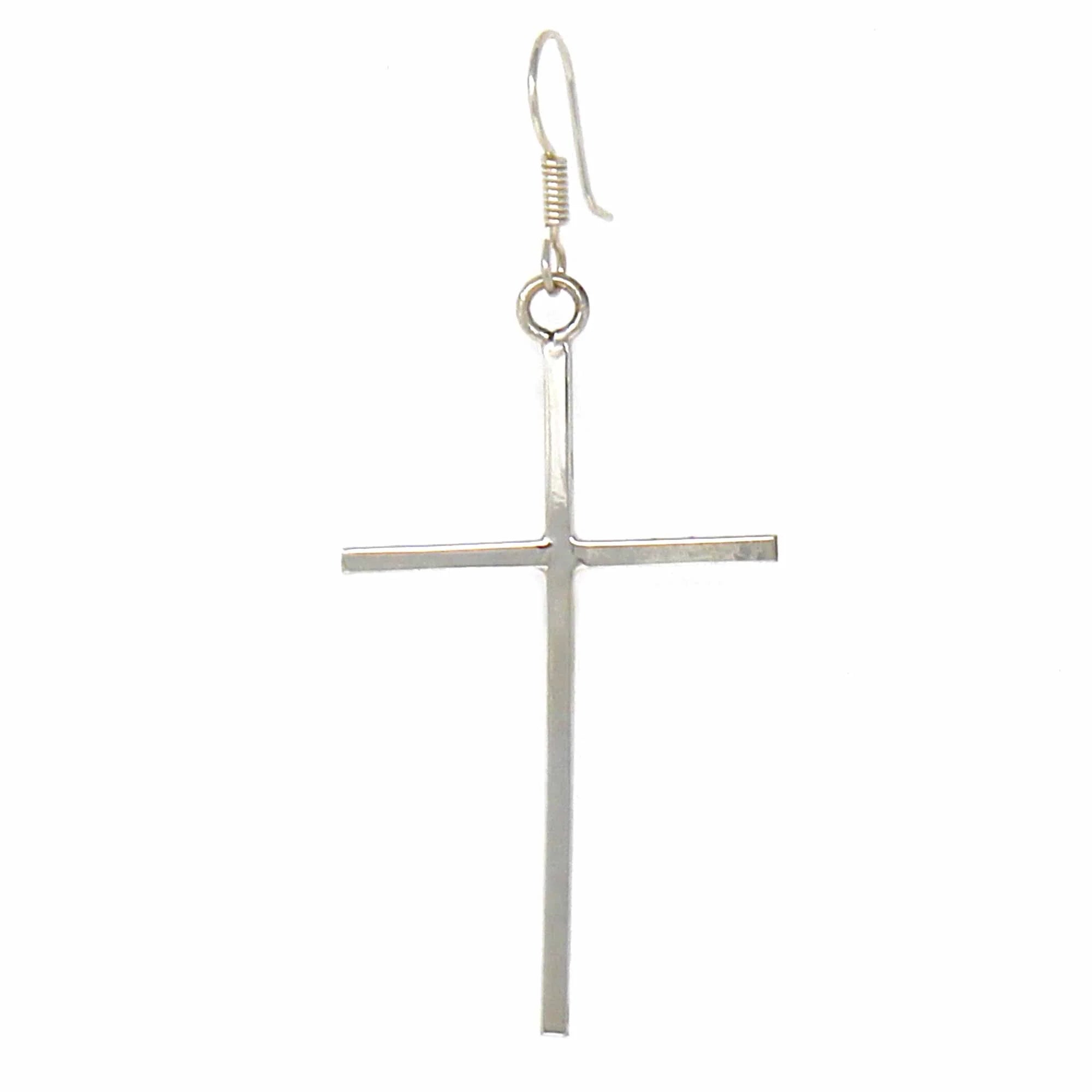 Sterling Silver Cross Drop Earrings