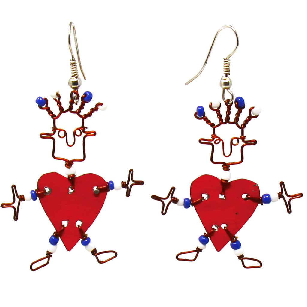 Set of 10 Dancing Heart Earrings in Red